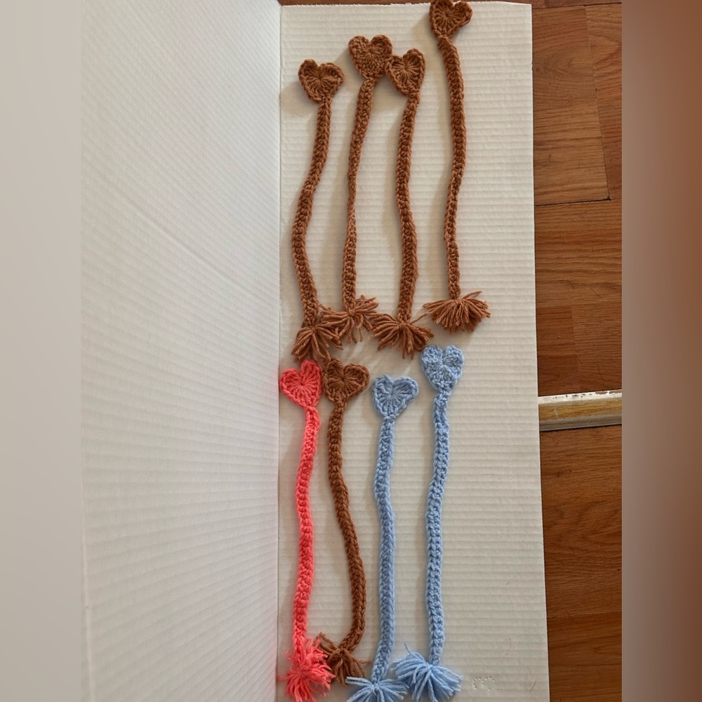 Crochet heart bookmarks